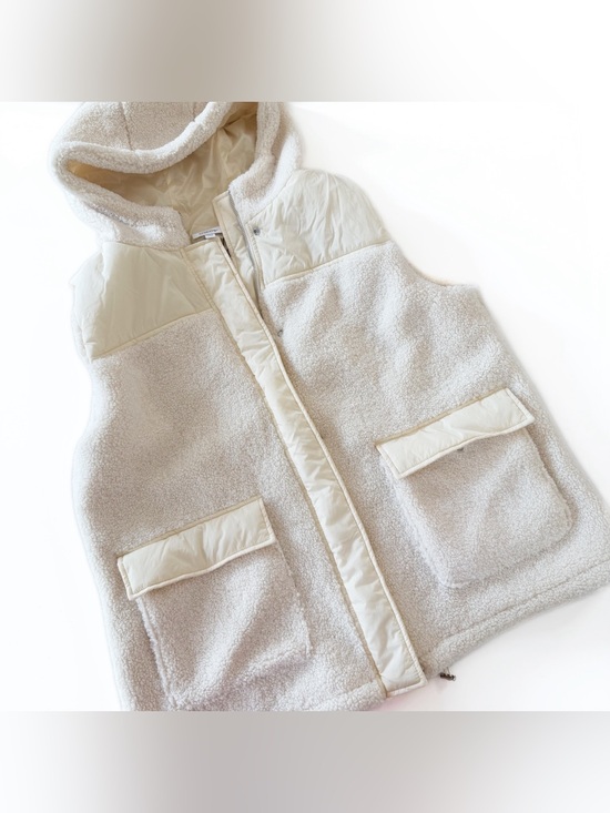 Chico's Jackets & Blazers - Chicos Vest Jacket Sz 3 Womens 16 Cream Zenergy Sherpa Hooded New